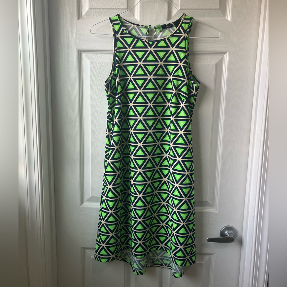 Geometric Colorful Neon Sleeveless Quirky Dress Womens Small